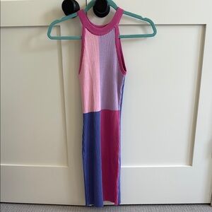 Colorblock Sleeveless Ribbed Mini Dress